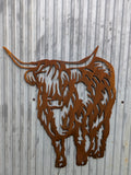 Highland Cow Wall Art – Corten Steel Garden Decor