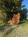 Hen & Chicks Garden Stake – Corten Steel Garden Art