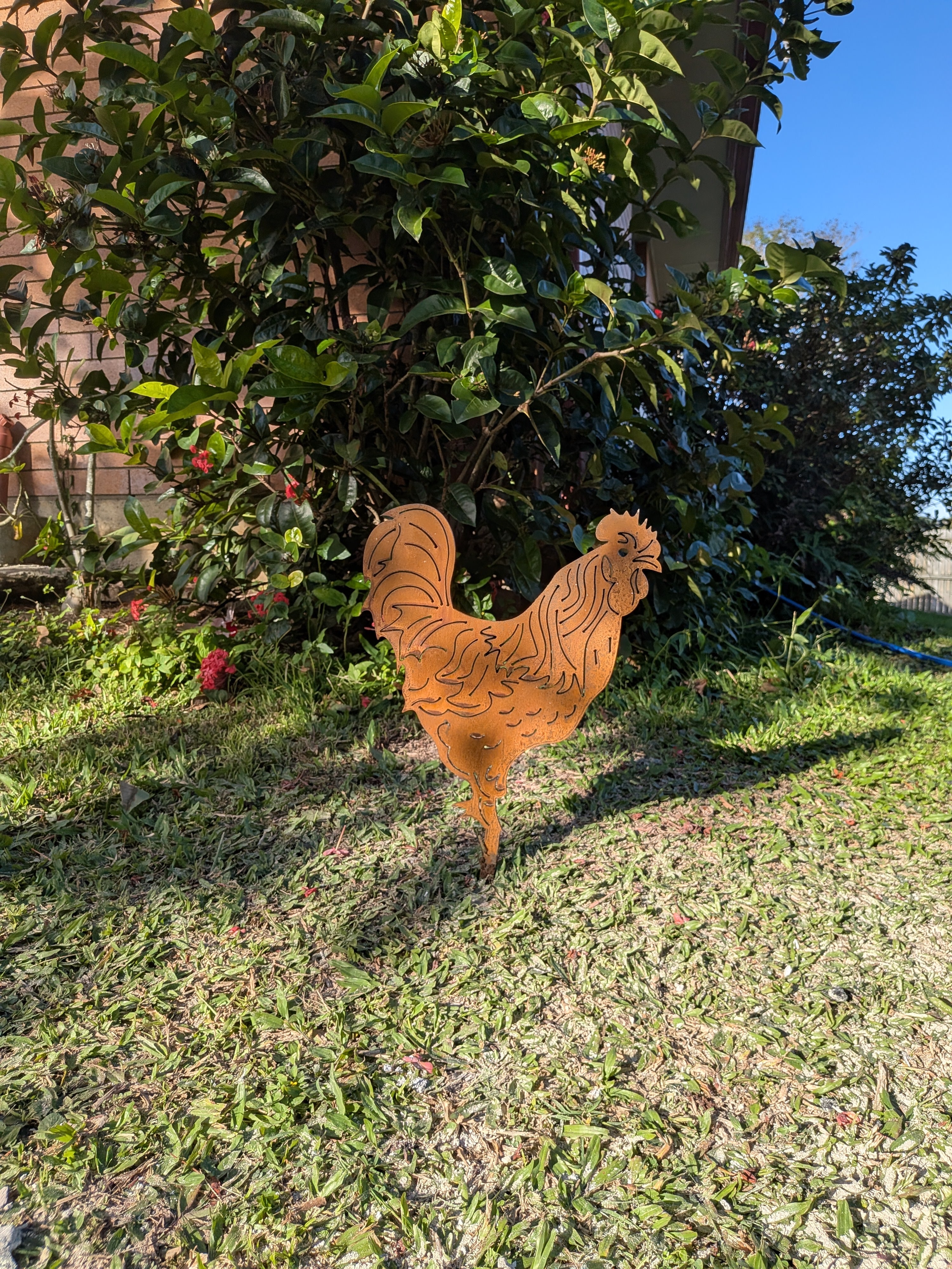 Rooster Garden Stake – Corten Steel Garden Art