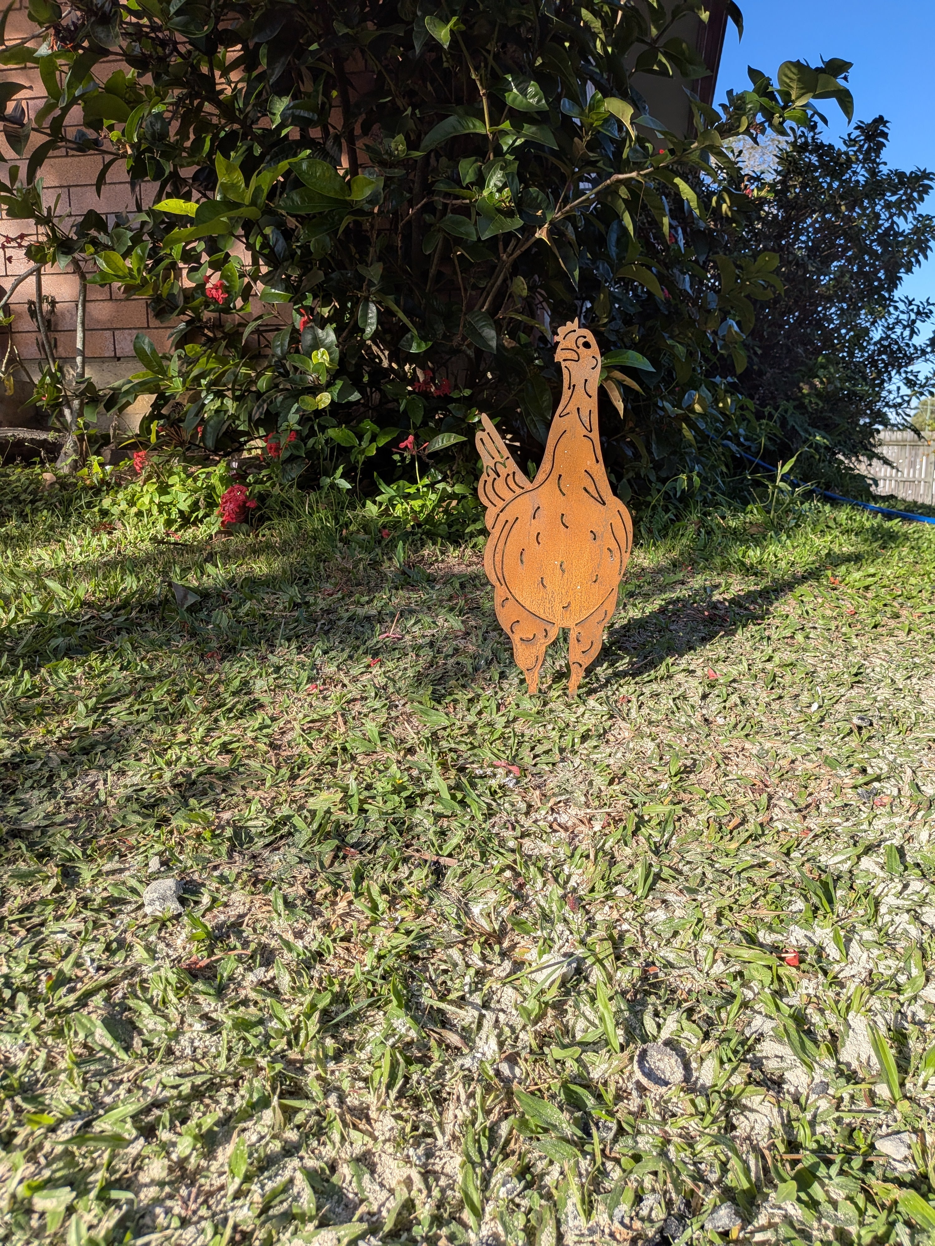 Chicken Garden Stake No. 6 – Corten Steel Garden Art
