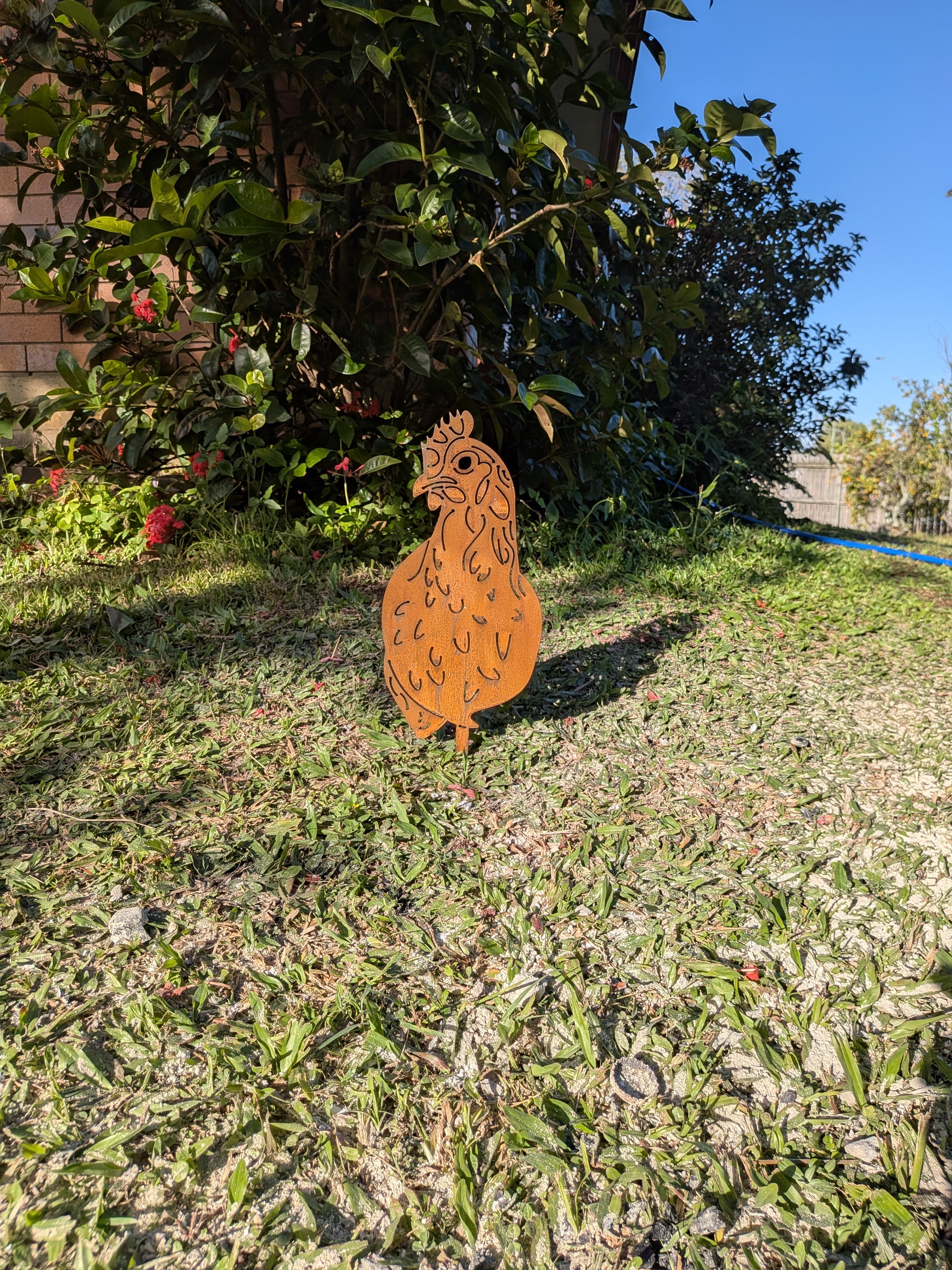 Chicken Garden Stake No. 5 – Corten Steel Garden Art