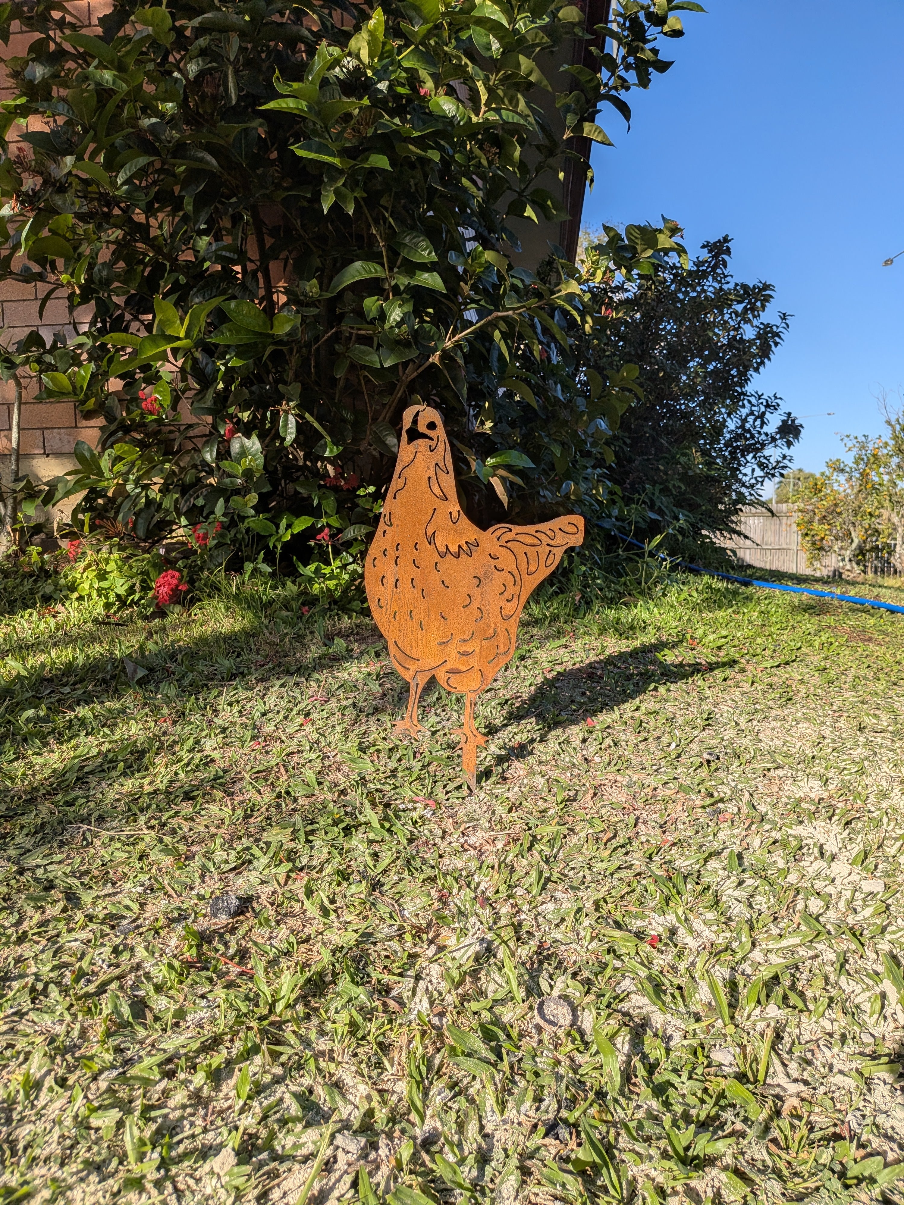 Chicken Garden Stake No. 4 – Corten Steel Garden Art