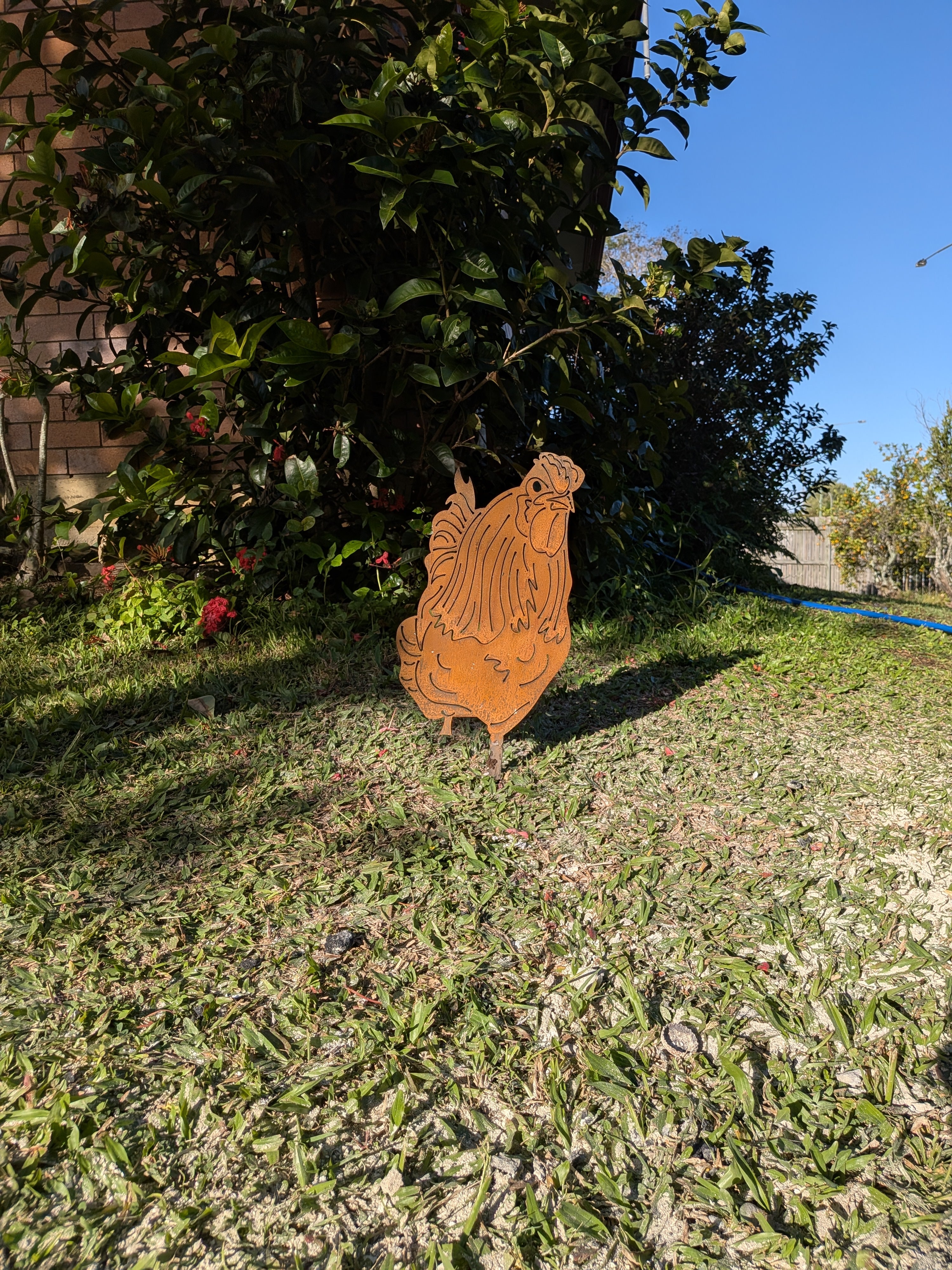 Chicken Garden Stake No. 3 – Corten Steel Garden Art