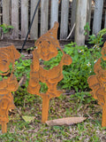 Rustic Corten Steel Garden Gnome (Thumbs Up)