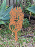 Rustic Corten Steel Garden Gnome (On Iron Throne)