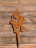Rustic Corten Steel Garden Gnome (Running / Dancing)