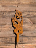 Rustic Corten Steel Garden Gnome (Holding Pot)