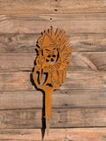 Rustic Corten Steel Garden Gnome (On Iron Throne)
