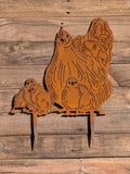 Hen & Chicks Garden Stake – Corten Steel Garden Art