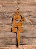 Rustic Corten Steel Garden Gnome (Thumbs Up)